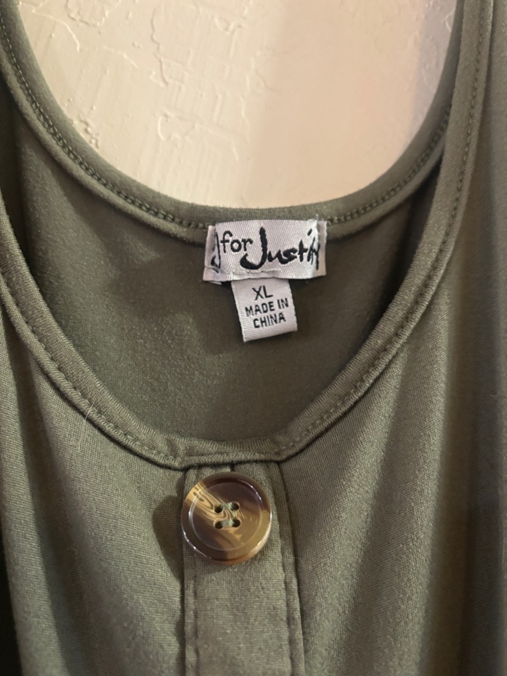 J for Justify Olive Utility Button-Front Sleeveless Jumpsuit - Picture 2 of 5